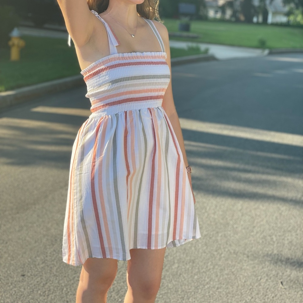 Papercrane striped tie strap dress